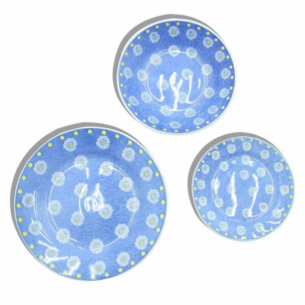 Vajilla De Tazón Y Platos Cerámica Decorado Flores - 12 Pzas