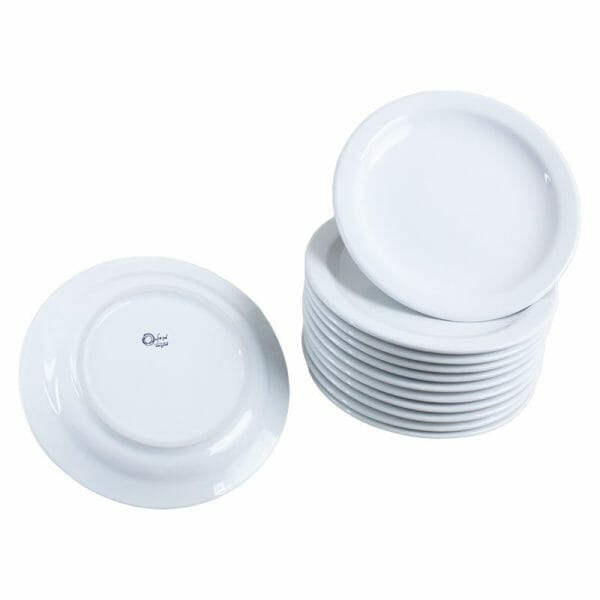 Platos Redondos 23 Cm Porcelana Blanca Para Restaurante - 12 Pzas
