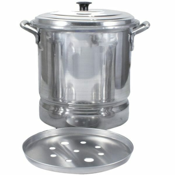 Olla Vaporera Aluminio Con Tapa Y Disco 31 Lts