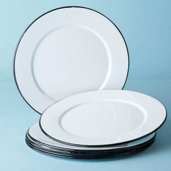 Plato De Peltre Con Ala 32 Cm Blanco Filo Negro Cinsa