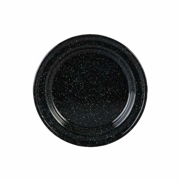 Plato Ensalada De Peltre Negro Jaspeado 22 Cm Cinsa