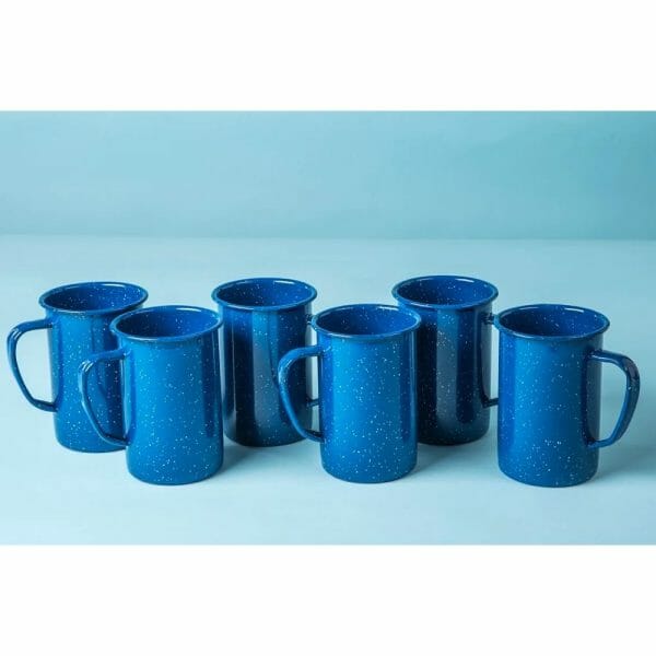 Juego De 6 Tarros De Peltre Azul Jaspeado 620 Ml Cinsa