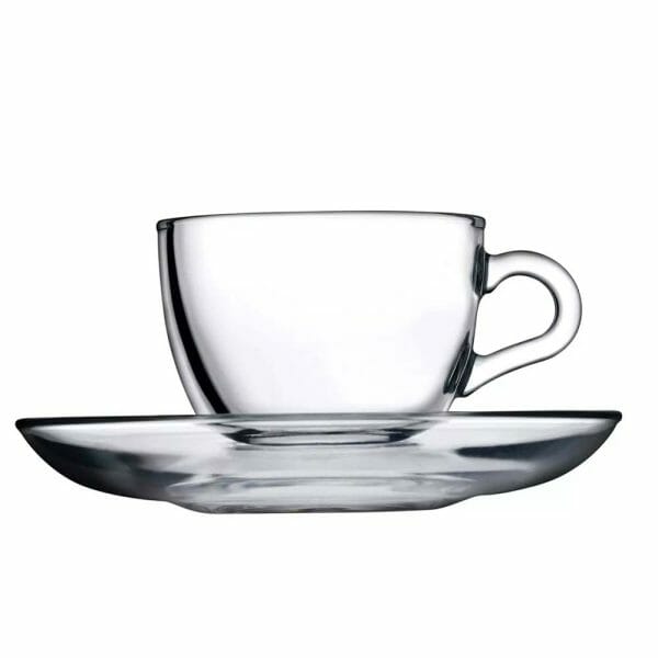 Juego De Tazas Con Plato De Vidrio Para Espresso Pasabahce