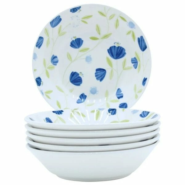 Platos Soperos Tazón Decorado Flores Azules Cerámica Vencort