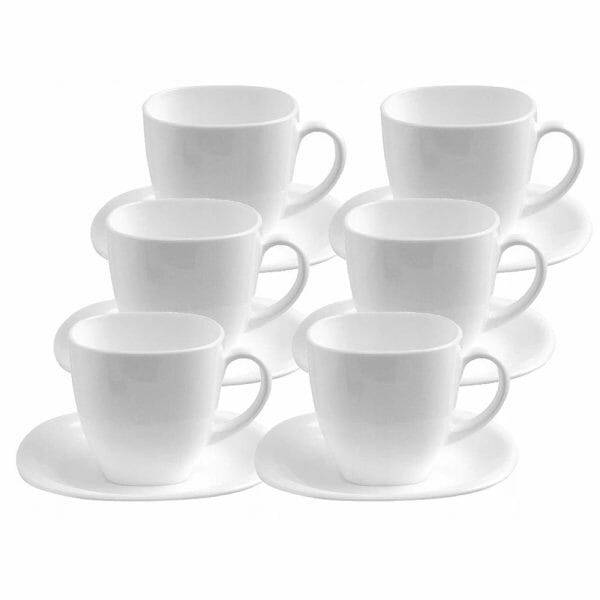 Set Terno Tazas Y Plato De Vidrio Opal 220 Ml Luminarc Blanco