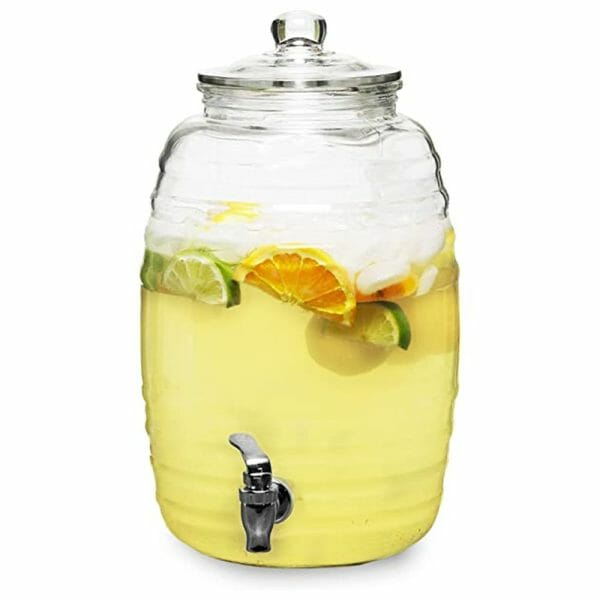 Dispensador Barril Vitrolero De Vidrio Con Llave Y Tapa 10 L