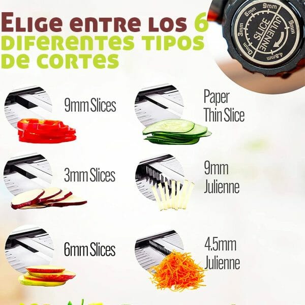 Mandolina Rebanador 6 Navajas De Acero Para Vegetales Cocina - Image 6