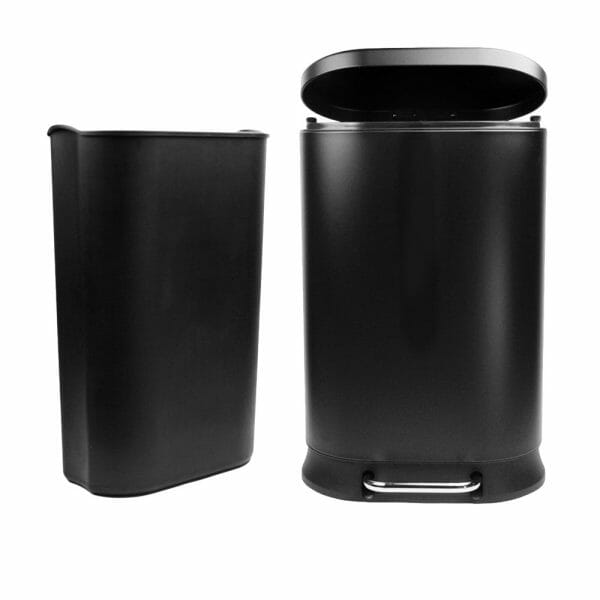 Bote De Basura Negro De Acero 30 Lts Moderno Minimalista - Image 3