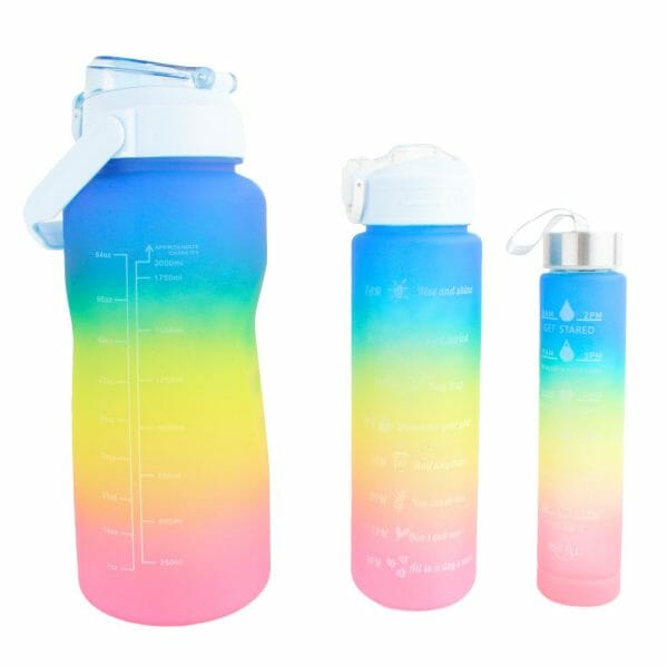Set 3 Botellas Motivacional Gym Incluye 3 Botellas
