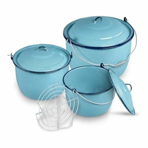 Juego De Ollas Mexicana Azul Con Parilla 7 Piezas Cinsa