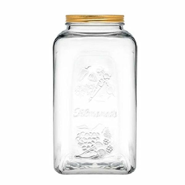 Frasco Conserva De Vidrio Con Tapa Cromada Dorada 3 Lt