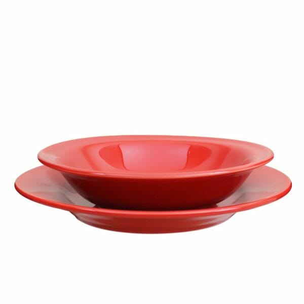 Platos Hondo Sopero Cerámica De Color Rojo 21 Cm Vencort - Image 2
