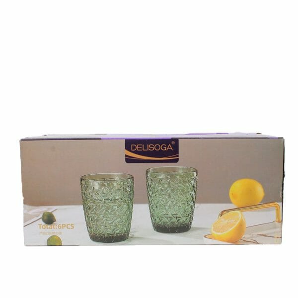 Juego 6 Vasos De Vidrio color Verde de 300ml