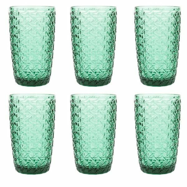 Compra en Vencort el Juego 6 Vasos De Vidrio color Verde de 380ml