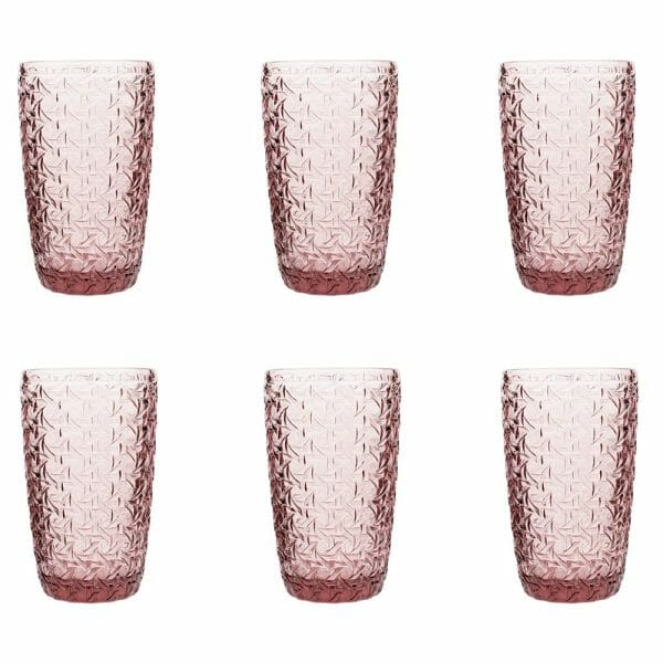 Juego 6 Vasos De Vidrio color Morado de 380ml, compra en Vencort