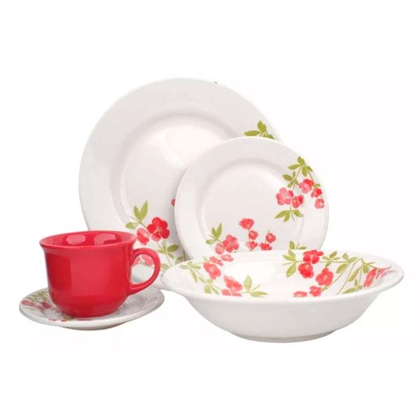Vajilla Ceramica 4 Personas 20 Pzs Decorado Vermelha