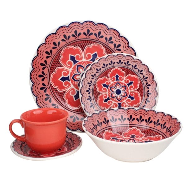 Vajilla Para 4 Personas 20 Pzs Cerámica Decorada Flores