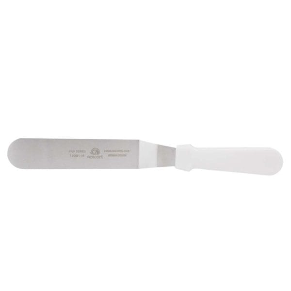 Espatula Con Codo Acero Inoxidable Mango Blanco / 8" Pulgadas
