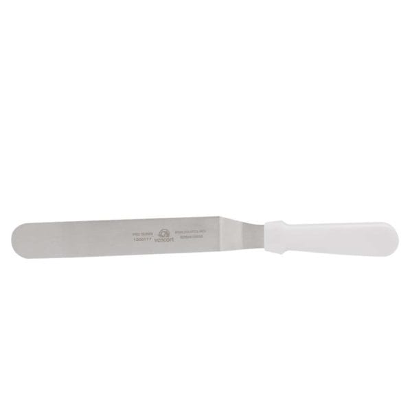 Espatula Con Codo Acero Inoxidable Mango Blanco / 10" Pulgadas