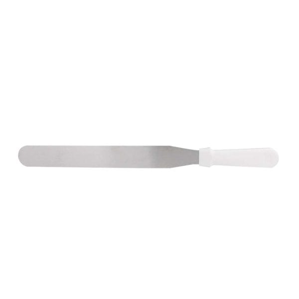 Espatula Recta Acero Inoxidable Mango Blanco / 12" Pulgadas