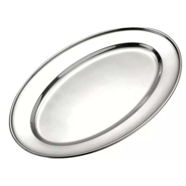 Plato Ovalado Base De Acero Inoxidable / 14" Pulgadas 35 Cm