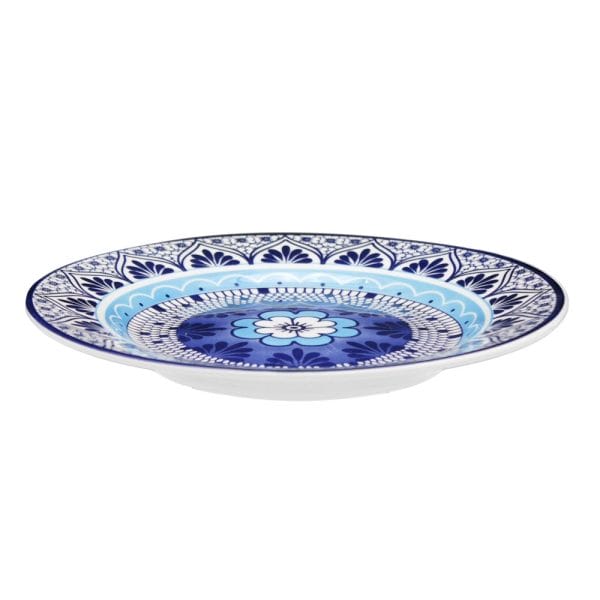 Plato Trinche De Cerámica 26 Cm Decorado Flor Azul Centro - Image 2