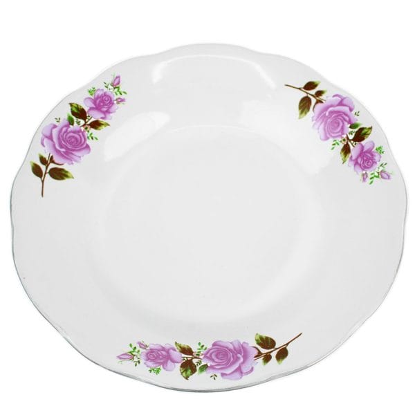 Plato Sopero Loza Tazon Cerámica Decorada Flores Rosas 20 Cm