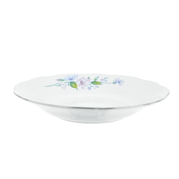 Plato Sopero Loza Tazon Cerámica Decorada Flores Lila 20 Cm