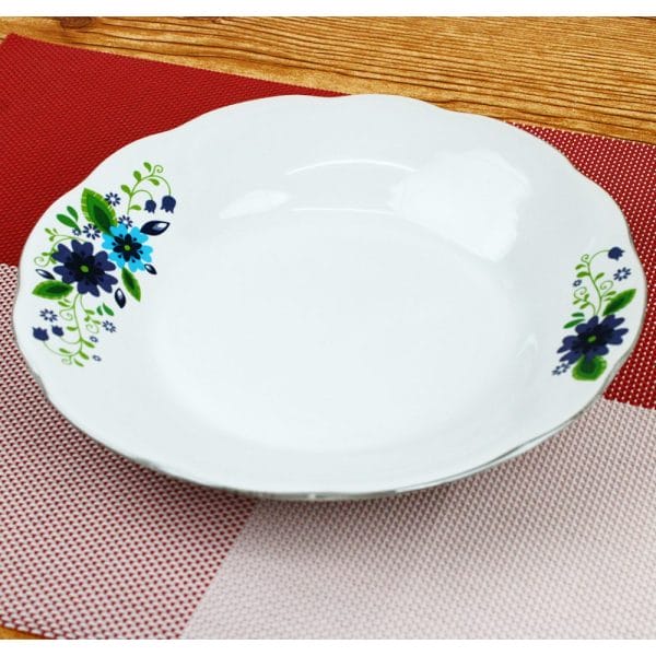 Plato Sopero Loza Tazon Cerámica Decorada Flores Azules 20 Cm