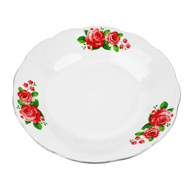 Plato Sopero Loza Tazon Cerámica Decorada Flores Rojas 20 Cm - Image 2