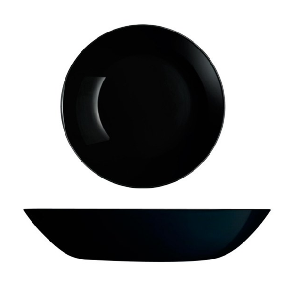 Plato Hondo Vidrio Opal Negro / 20 Cm