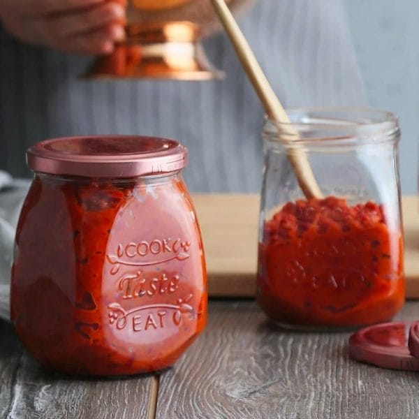 Frasco Especieros De Vidrio Tapa De Metal Rosado / 550 Ml